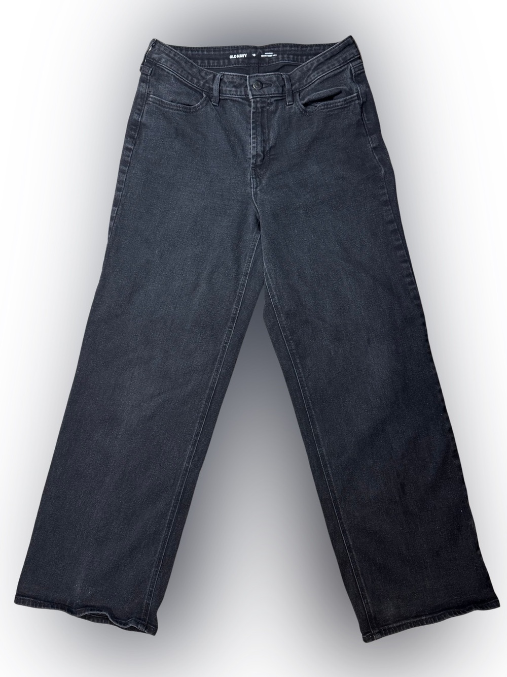 Old Navy 10 High Rise Wow Wide Leg Black Denim Jeans